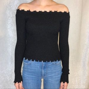Forever 21 Black Off the Shoulder Sweater